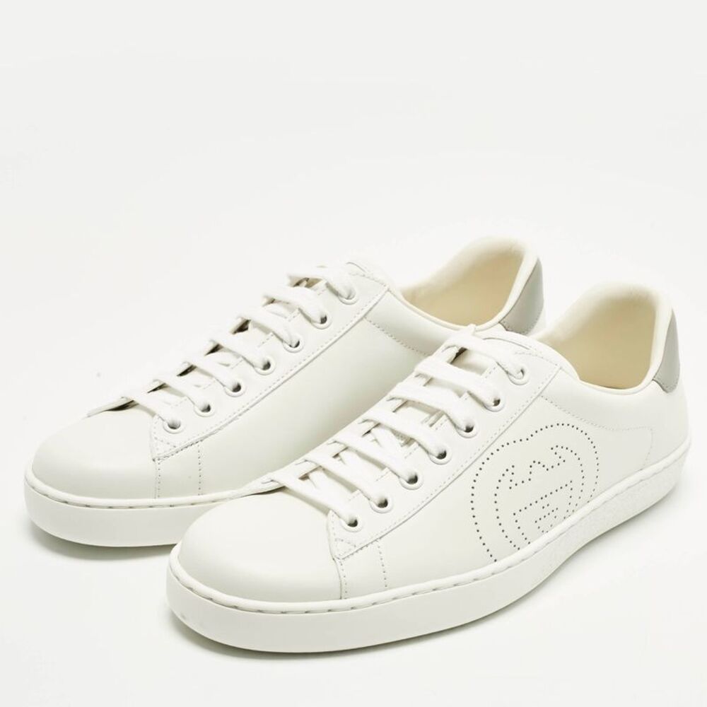 Gucci Ace Size 40 White Leather Lace Up Sneakers - Picture 2 of 7